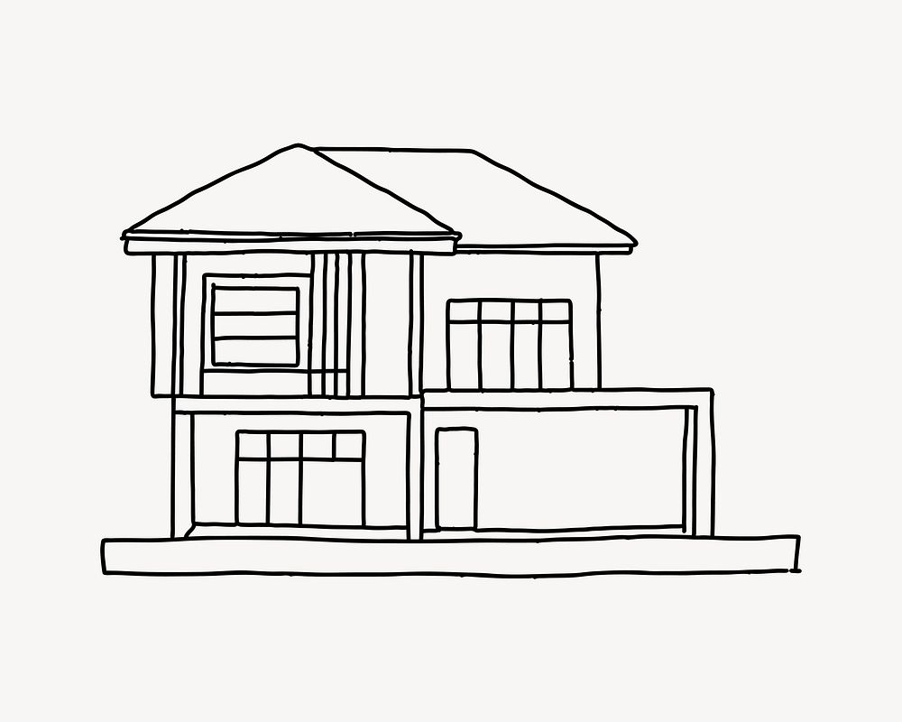 House architecture line art illustration vector