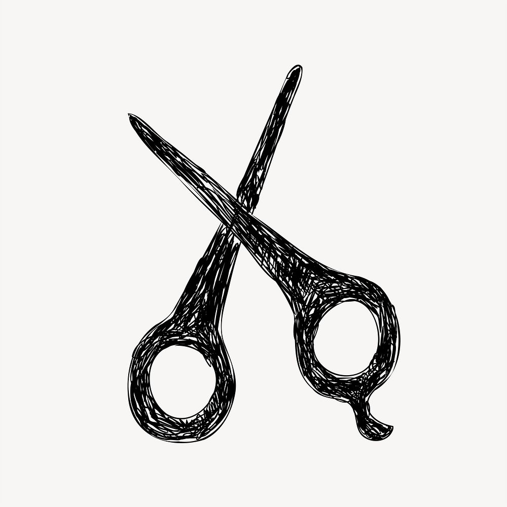 Scissors stationery line art illustration vector