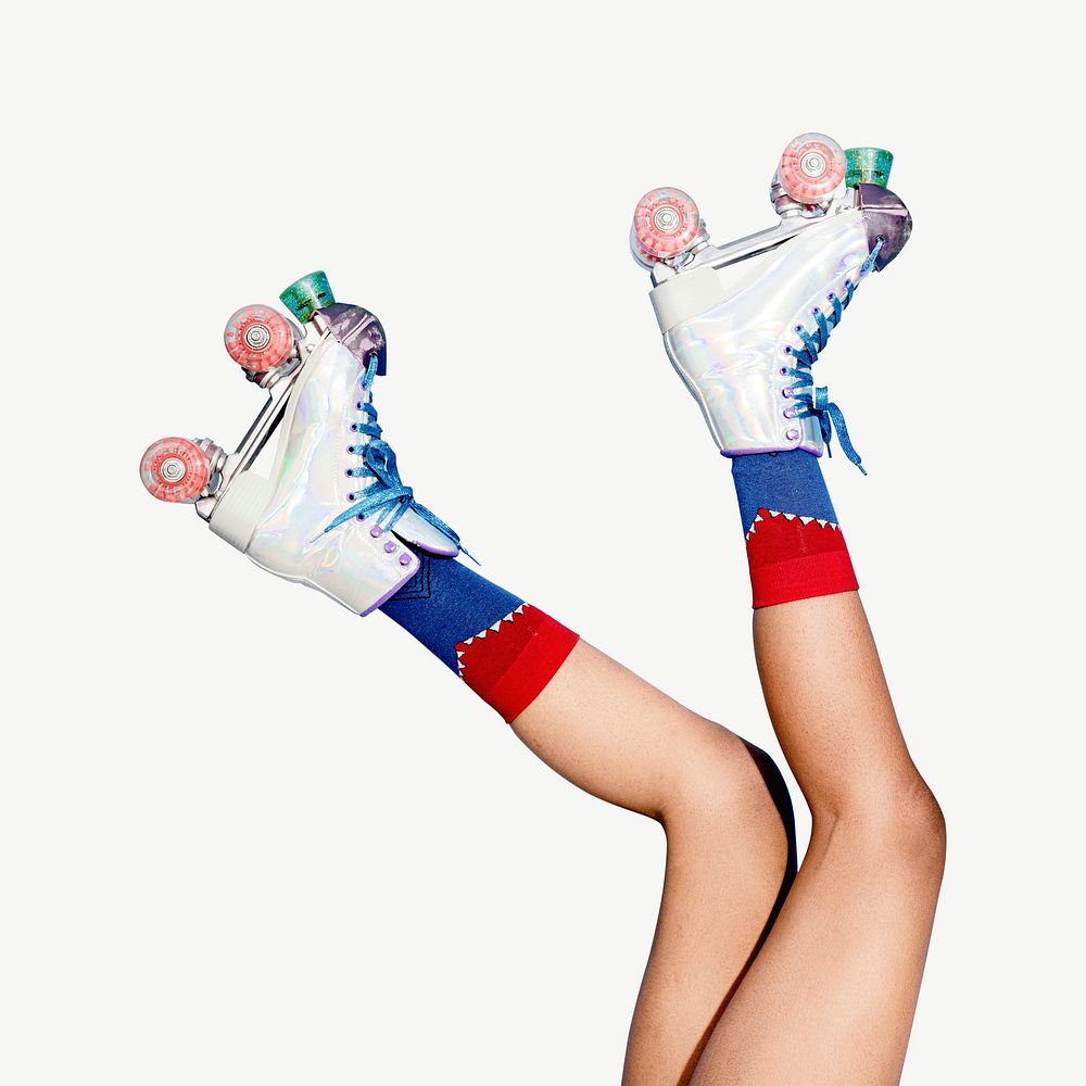 Feminine legs in roller skates shoes design element psd