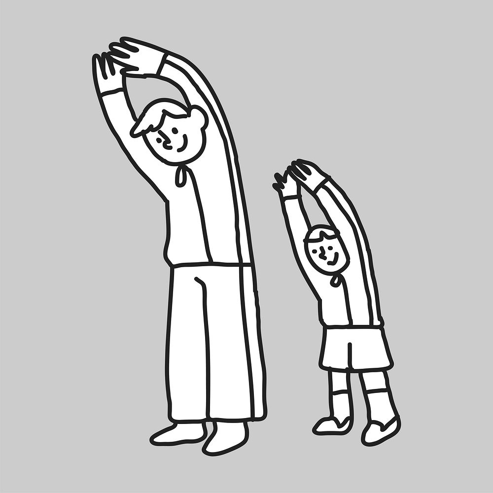 Father son flat line vector