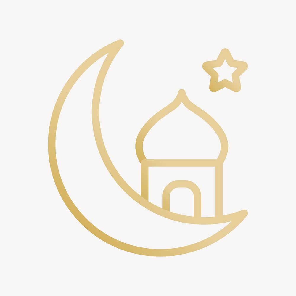 Crescent mosque icon, line art design vector