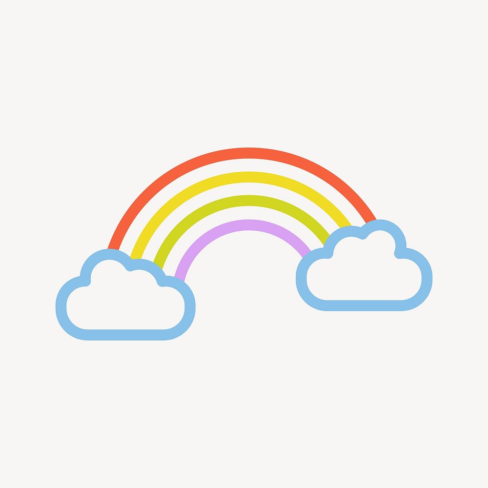 Rainbow weather icon, line art design vector