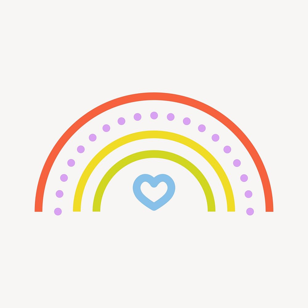 Rainbow weather icon, line art design vector