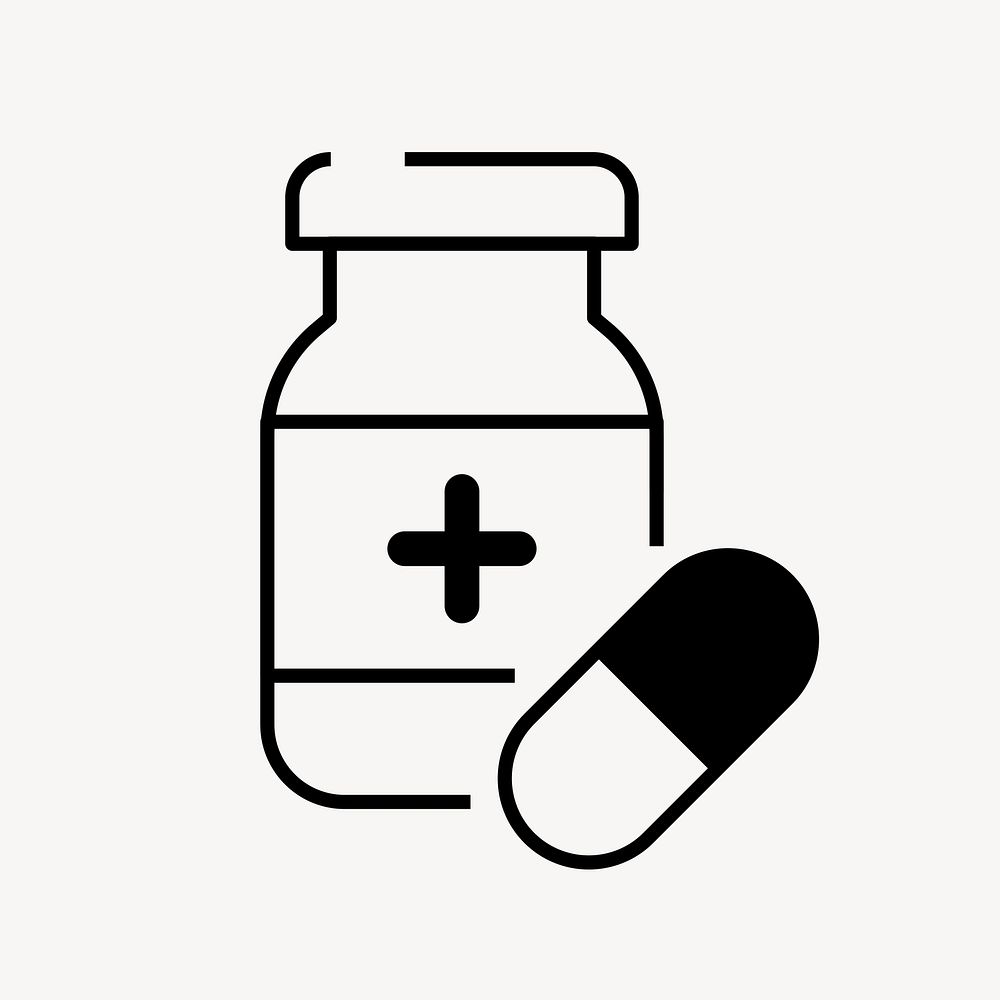 Medicine bottle icon, line art design vector