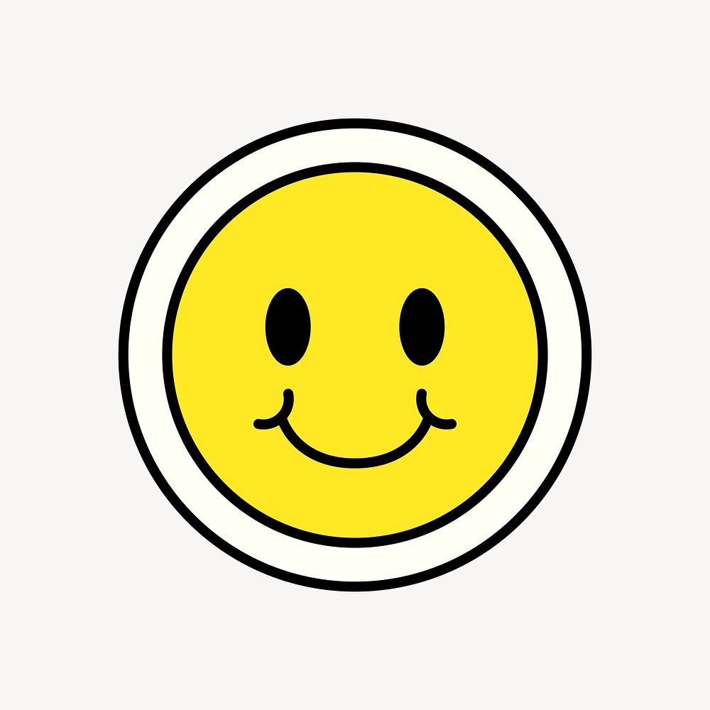Smiling face sticker icon, line art design vector