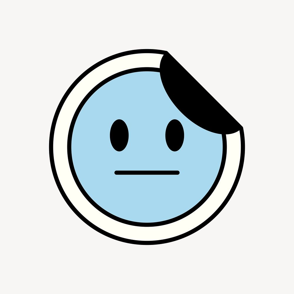 Poker face sticker icon, line art design vector