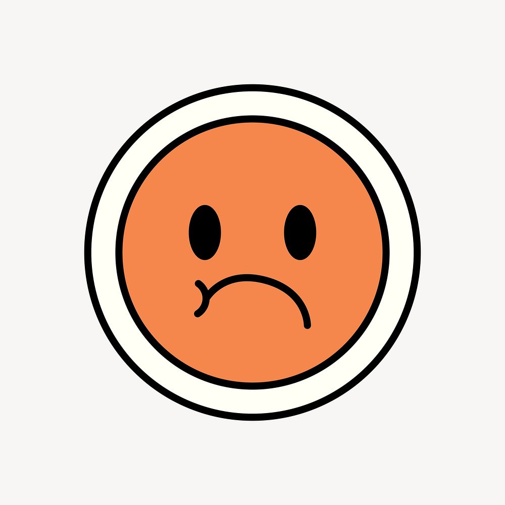 Angry face sticker icon, line art design vector