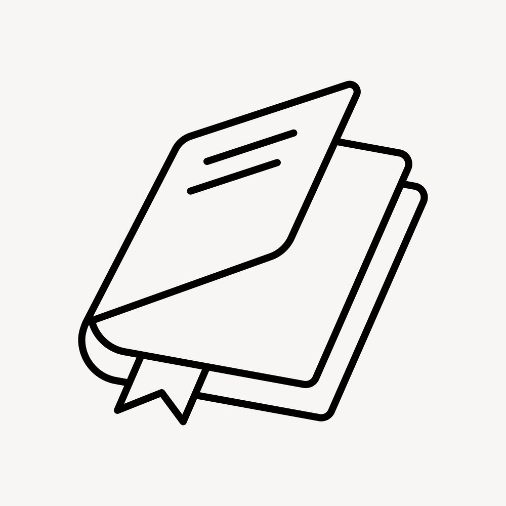 Textbook education icon, line art design vector