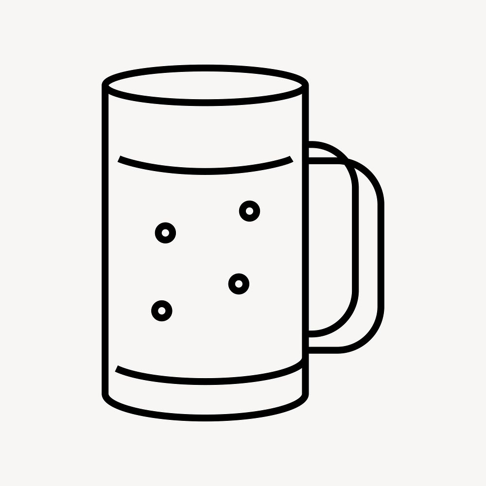 Beer glass icon, line art design vector