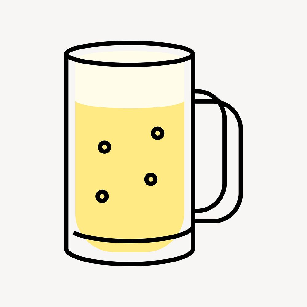 Beer glass icon, line art design vector