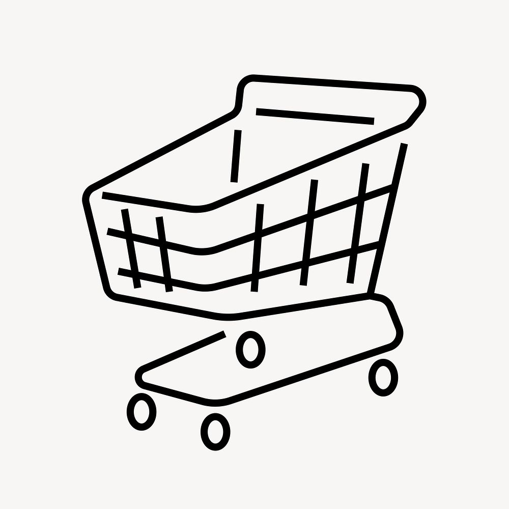 Shopping cart icon, line art design vector
