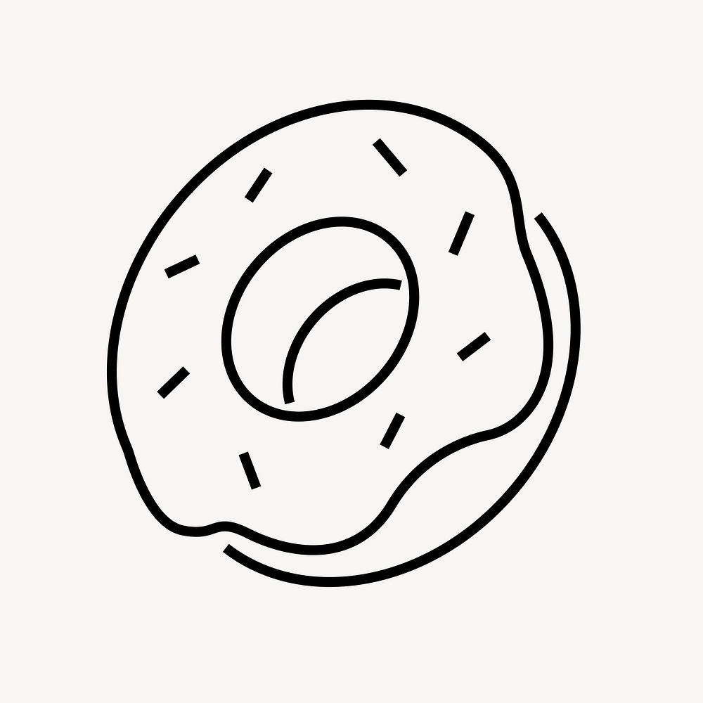Donut food icon, line art design vector