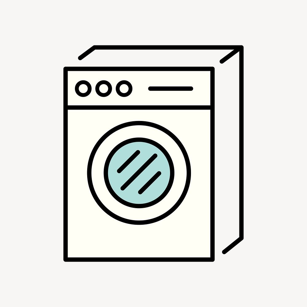 Washing machine icon, line art design vector