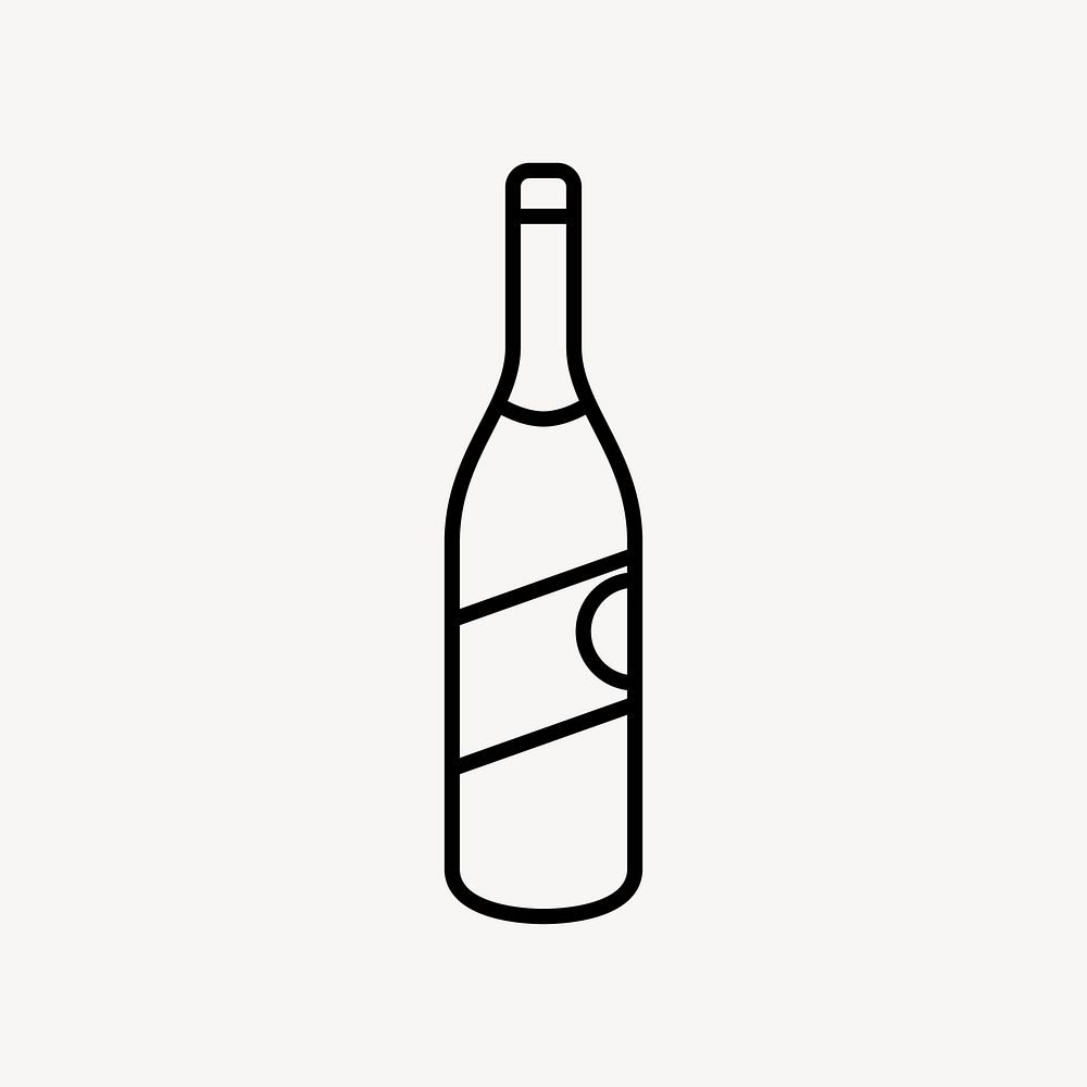 Wine bottle icon, line art design vector