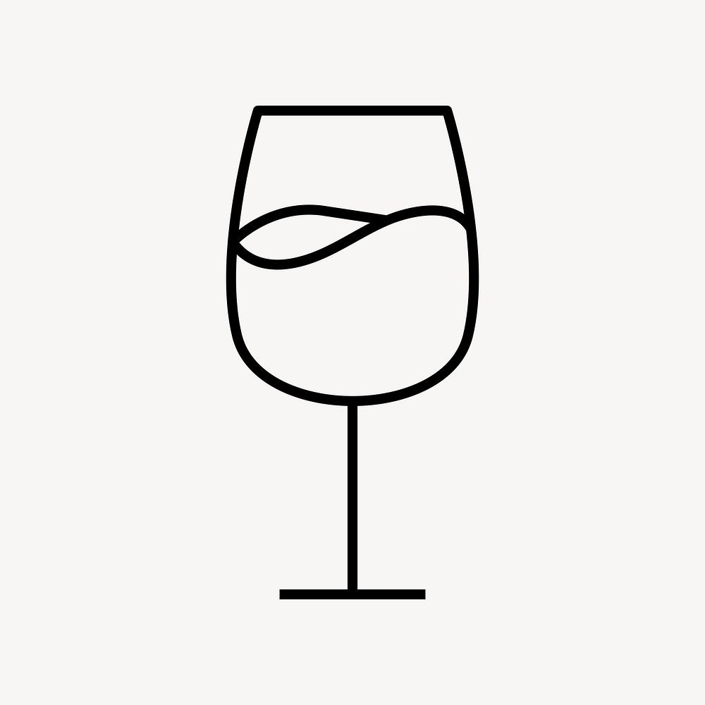 Wine glass icon, line art design vector