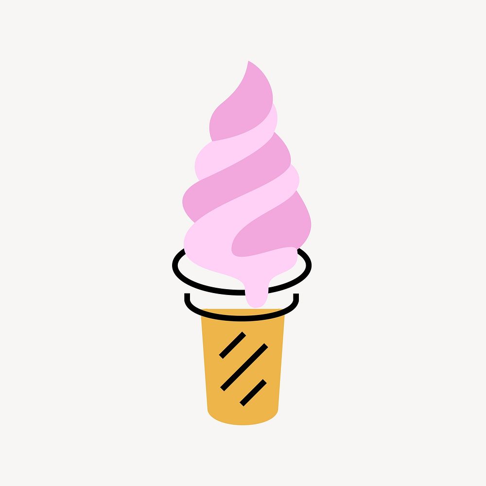 Soft serve ice-cream icon, line art design vector