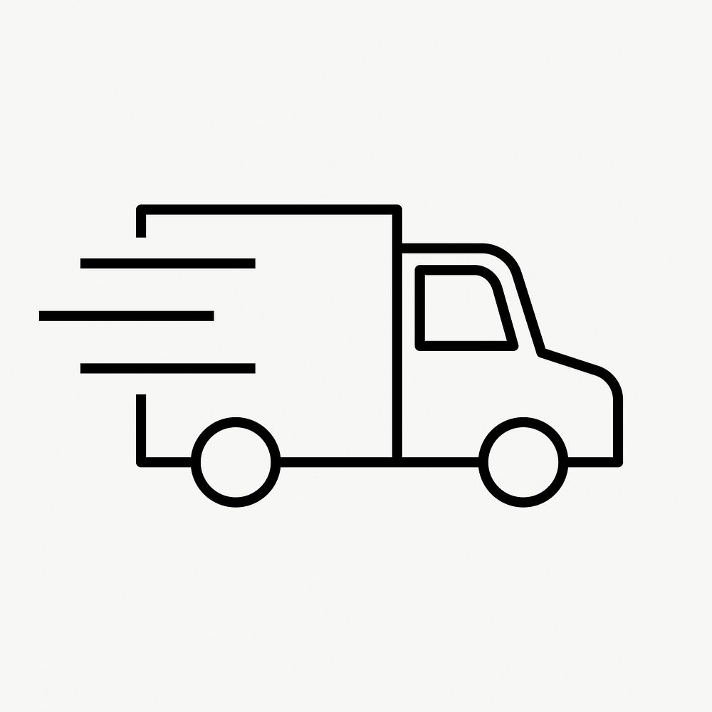 Truck delivery icon, line art design vector