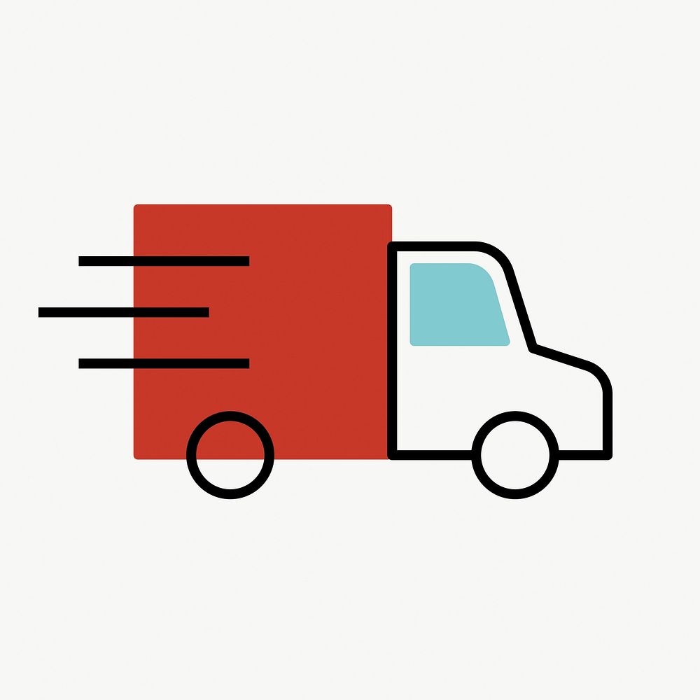 Truck delivery icon, line art design vector