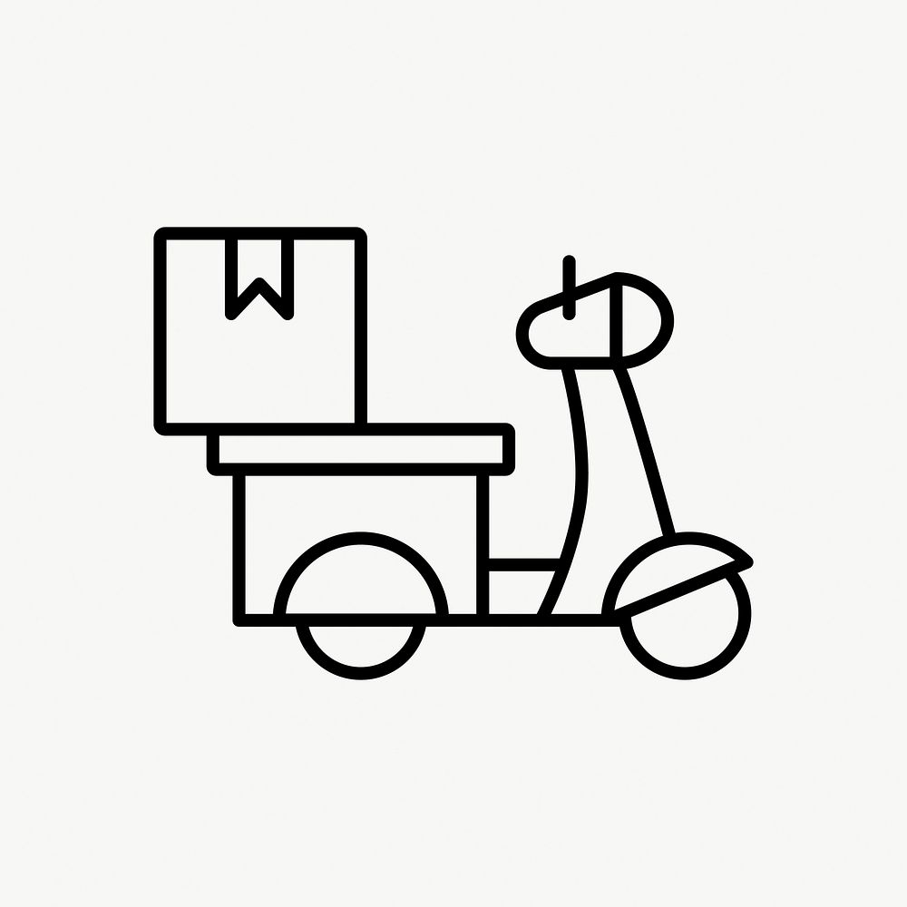 Motorcycle delivery icon, line art design vector