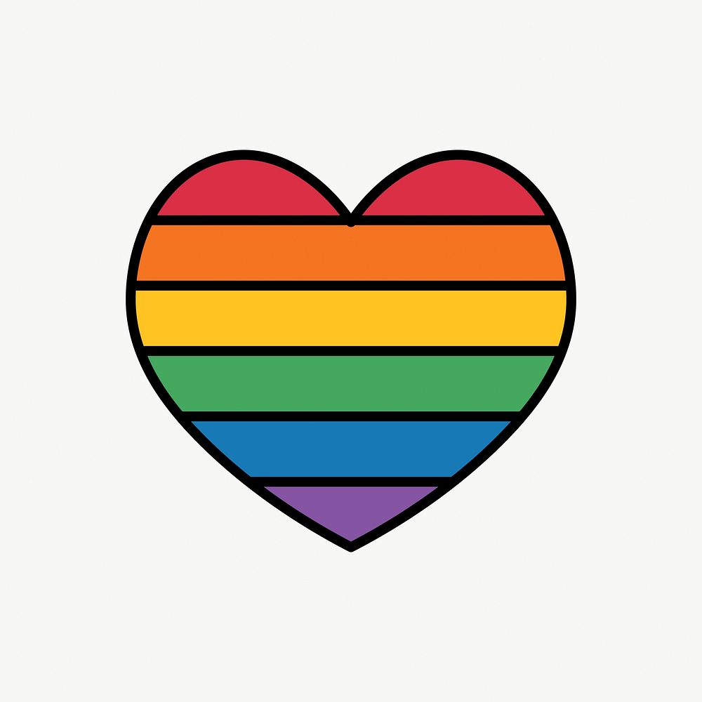 LGBTQ  flag heart icon, line art design vector