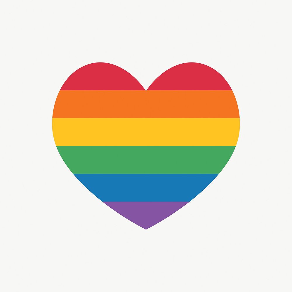 LGBTQ  flag heart icon, line art design vector