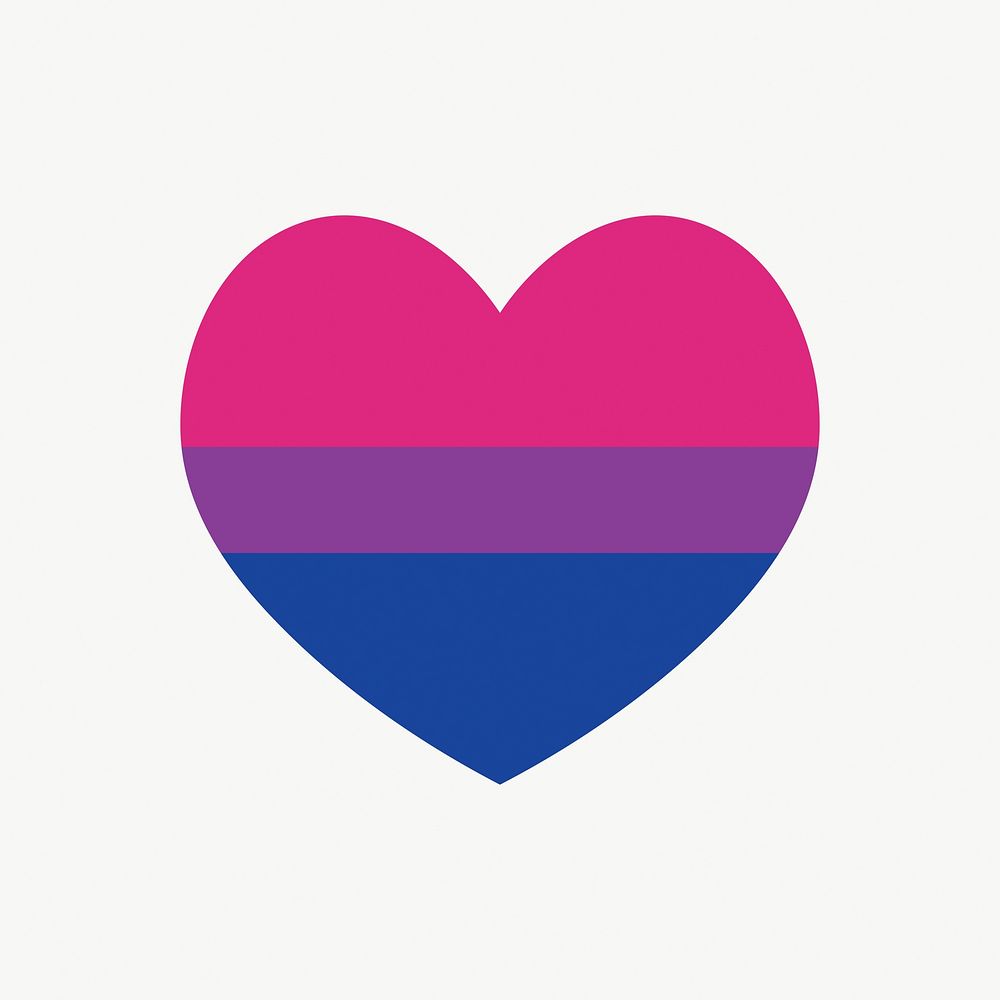 Bisexual  flag heart icon, line art design vector