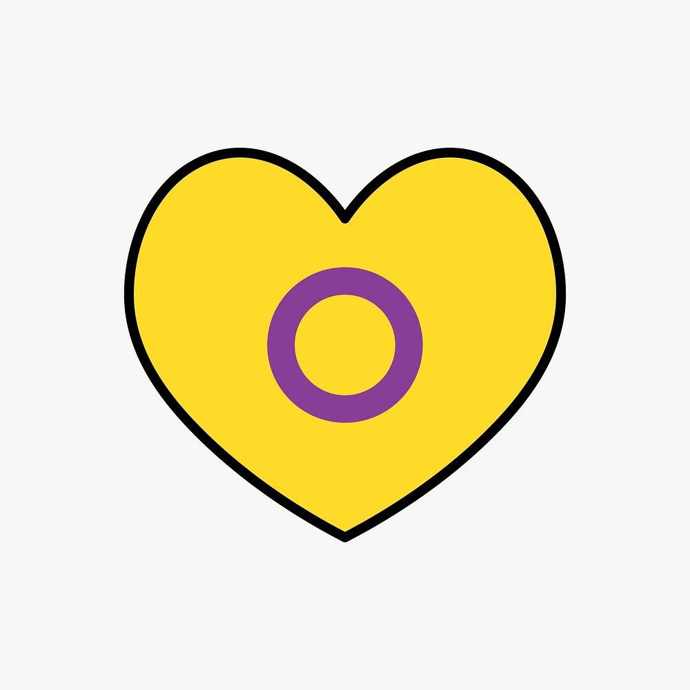 Intersex  flag heart icon, line art design vector