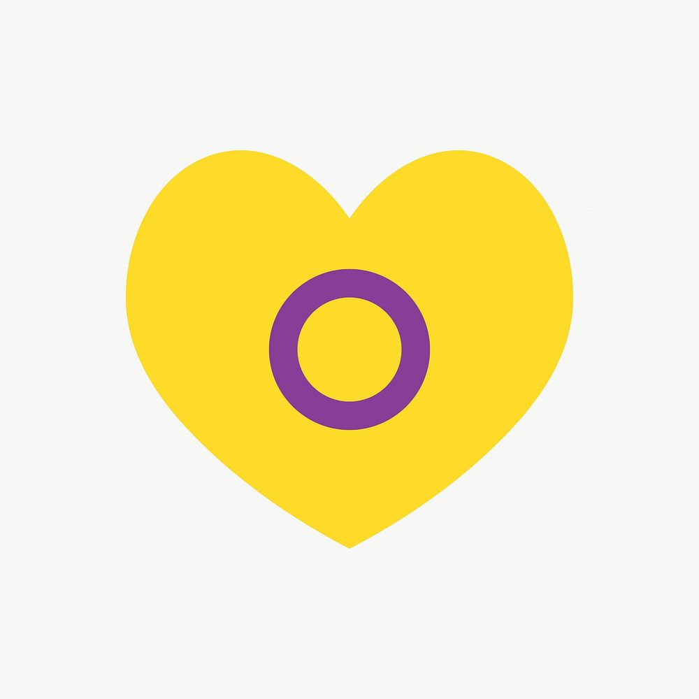 Intersex  flag heart icon, line art design vector