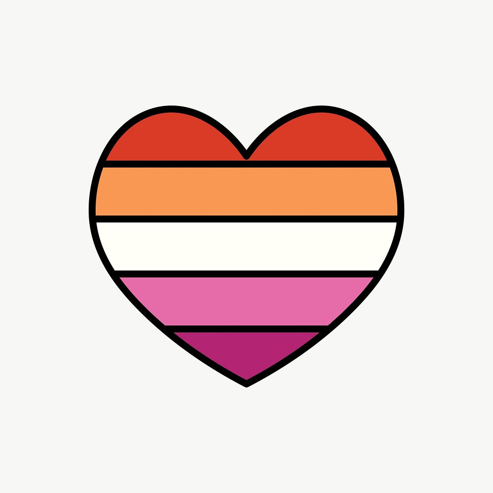 Lesbian  flag heart icon, line art design vector