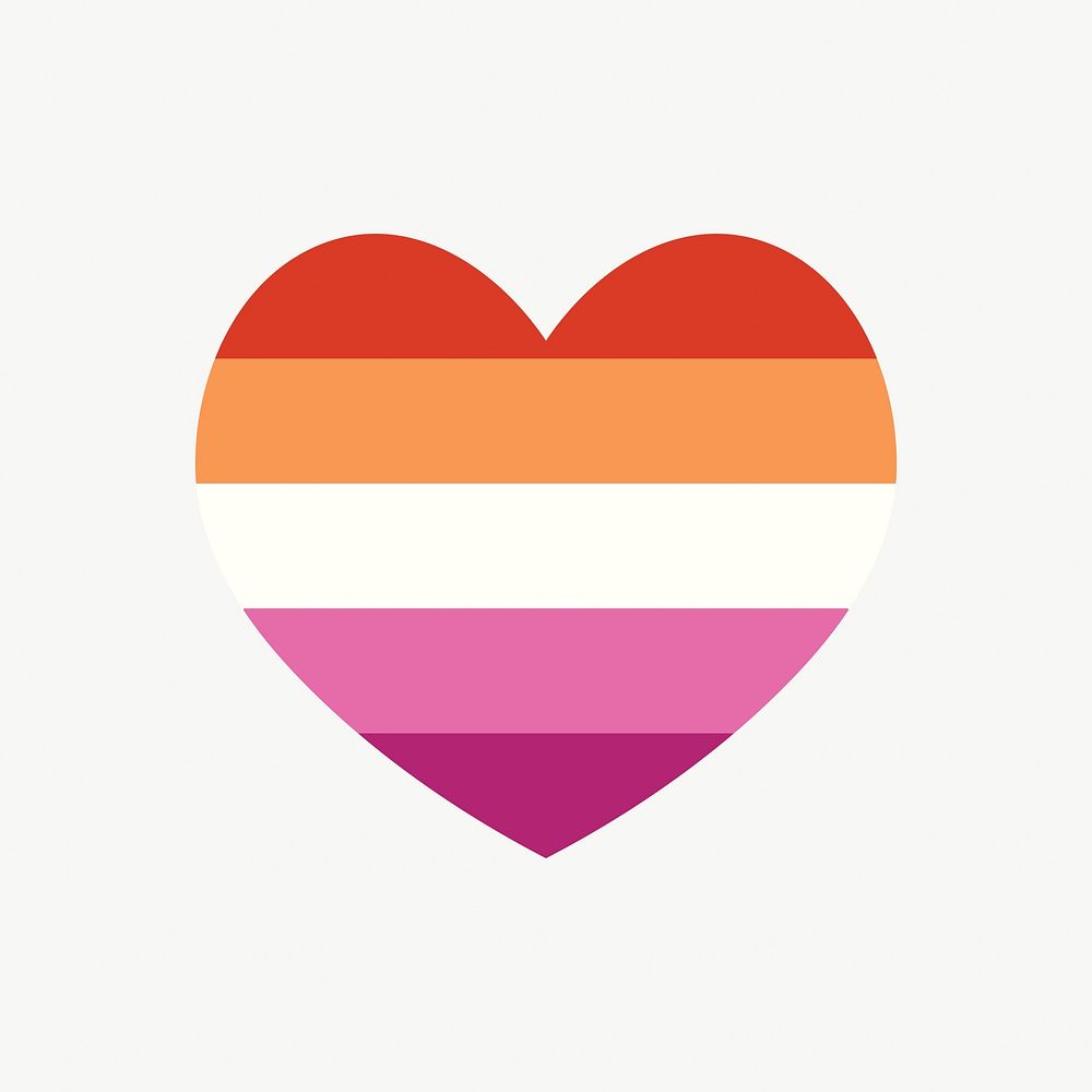 Lesbian  flag heart icon, line art design vector