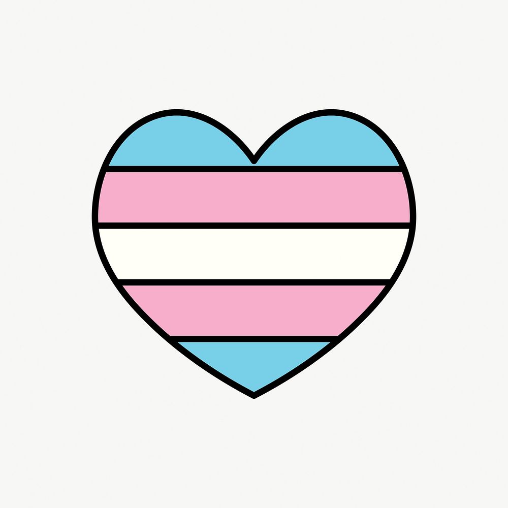 Transgender  flag heart icon, line art design vector