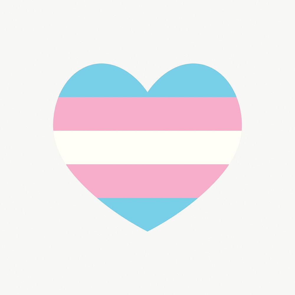 Transgender  flag heart icon, line art design vector