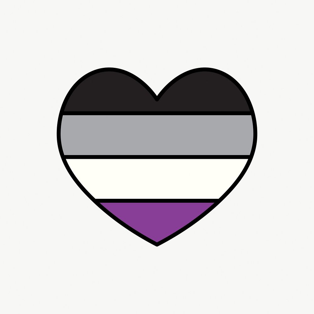 Asexual  flag heart icon, line art design vector