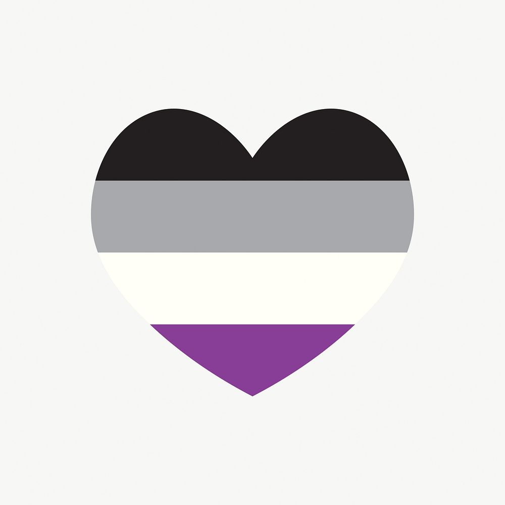 Asexual  flag heart icon, line art design vector