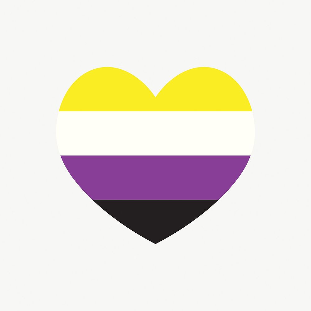 Non-binary  flag heart icon, line art design vector