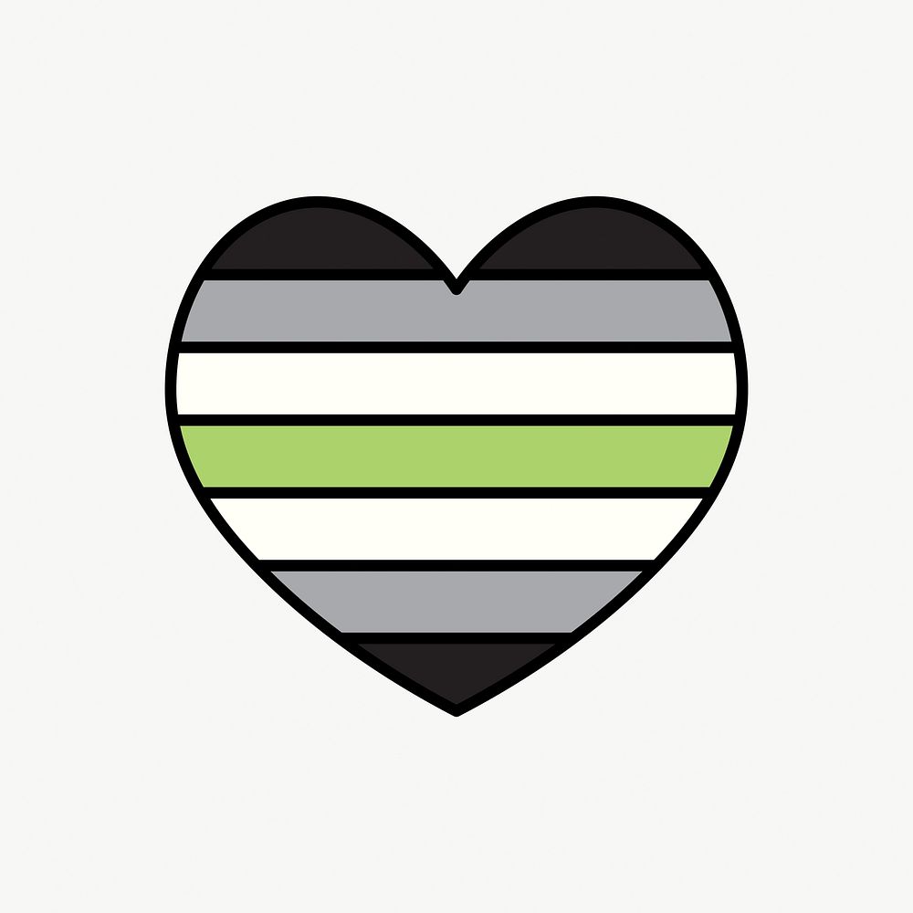 Aromantic  flag heart icon, line art design vector