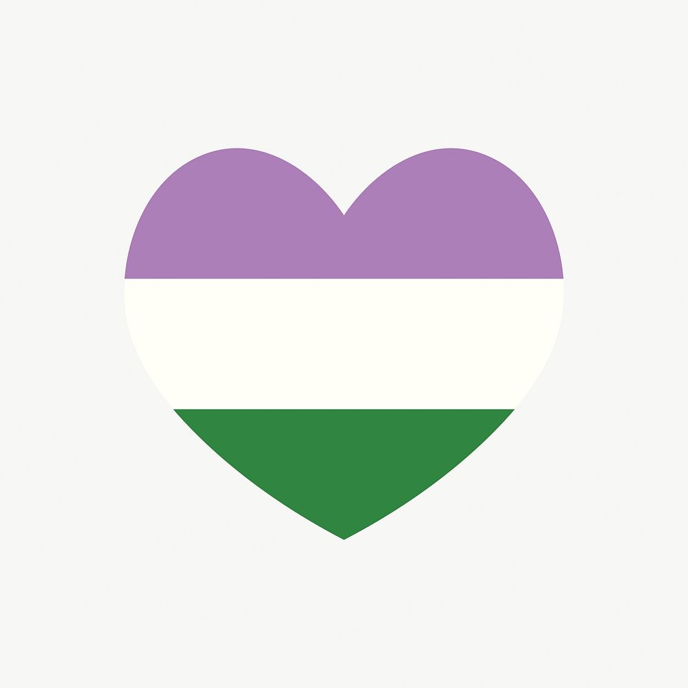 Genderqueer  flag heart icon, line art design vector