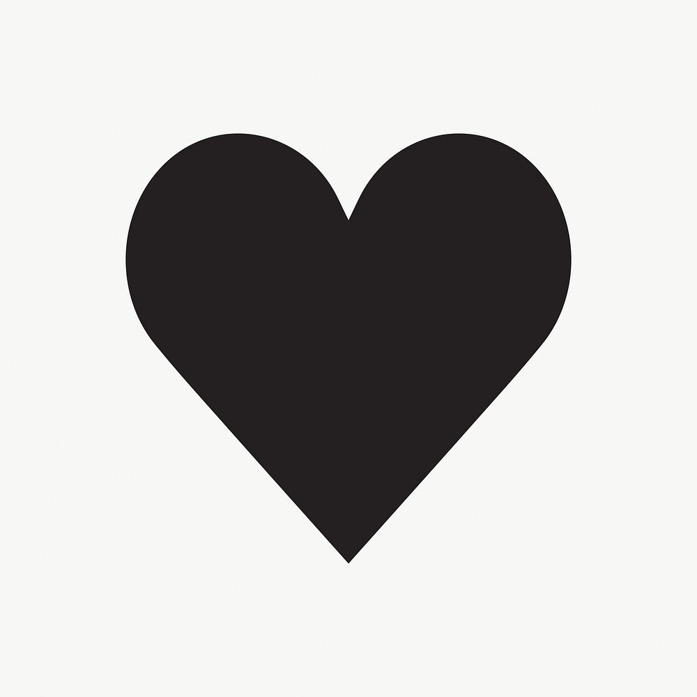 Black heart icon, line art design vector