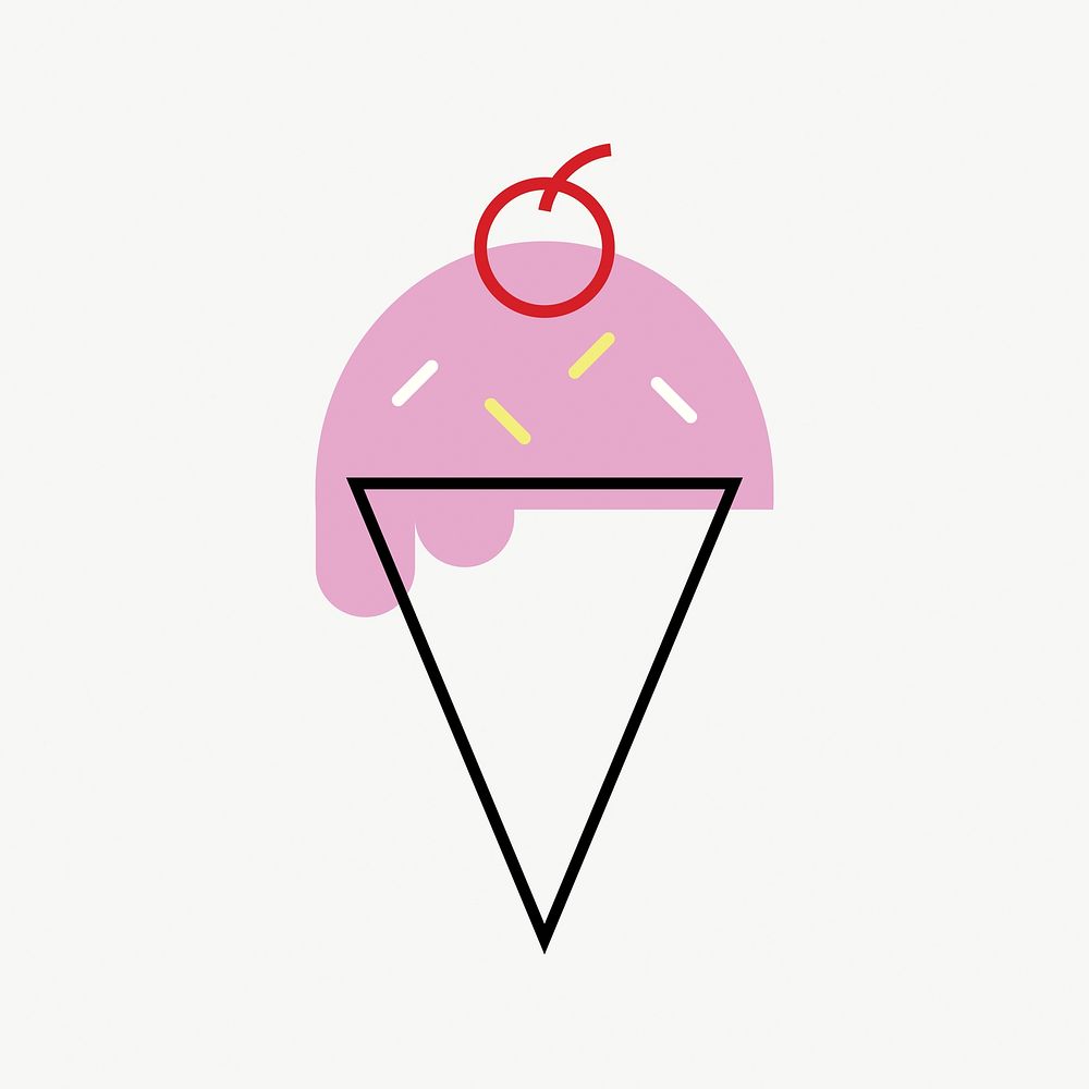 Ice-cream cone food icon, line art design vector