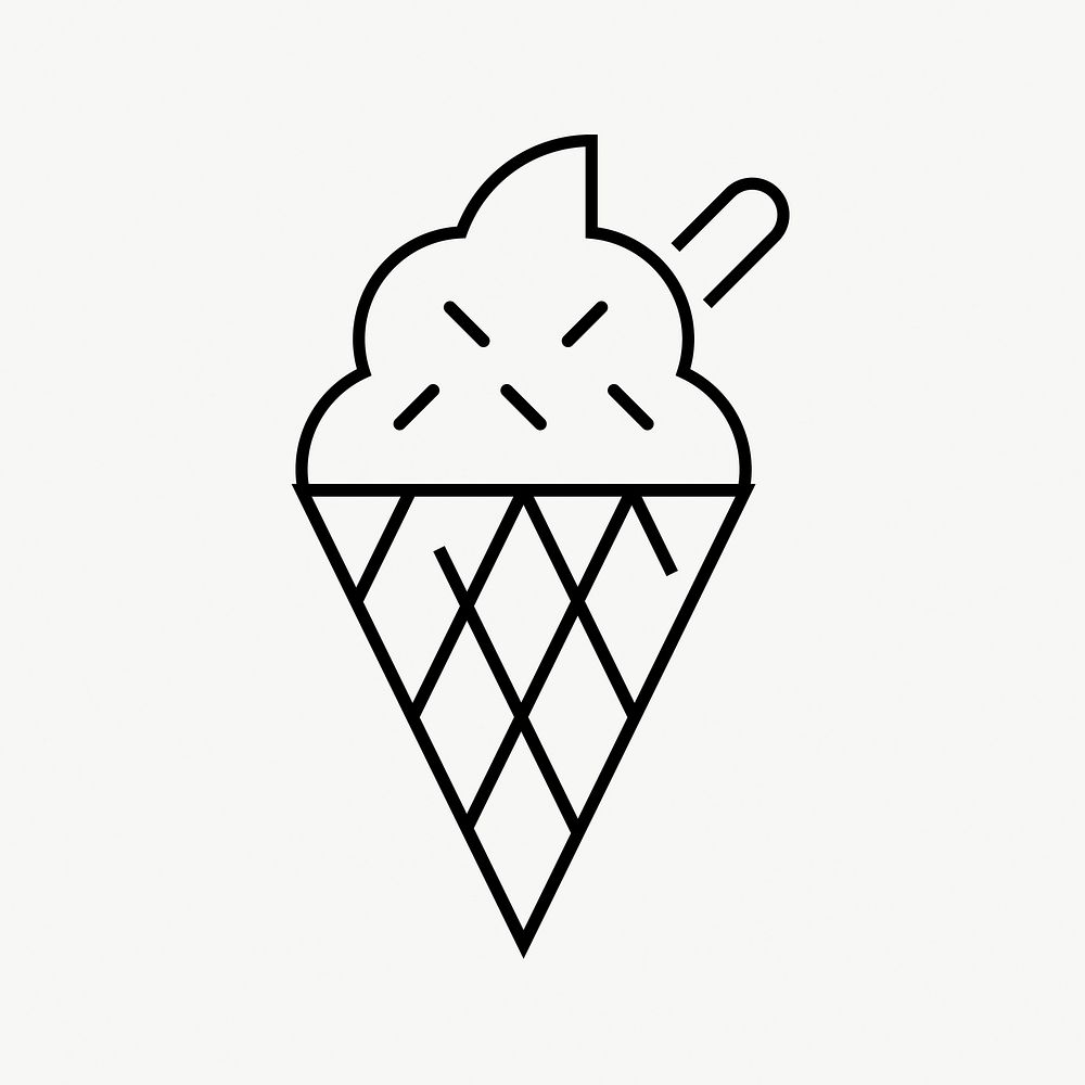 Ice-cream cone food icon, line art design vector