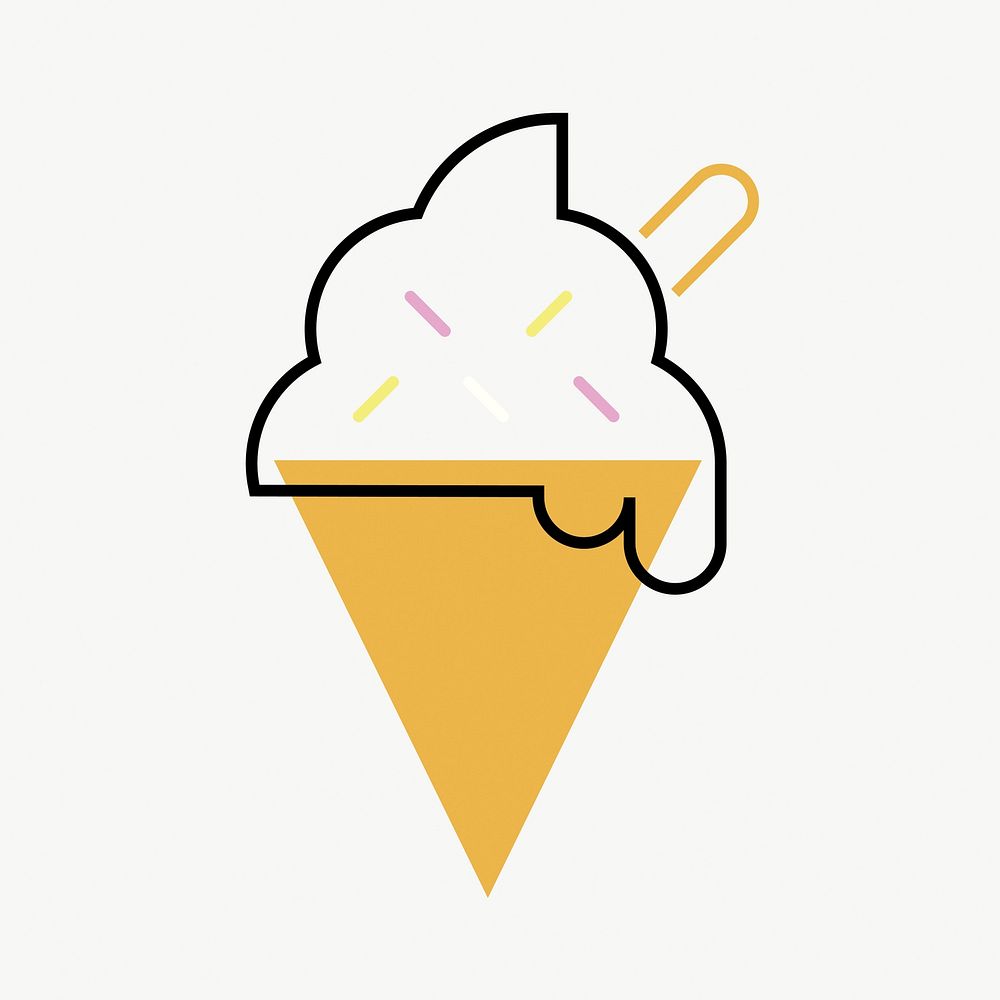 Ice-cream cone food icon, line art design vector