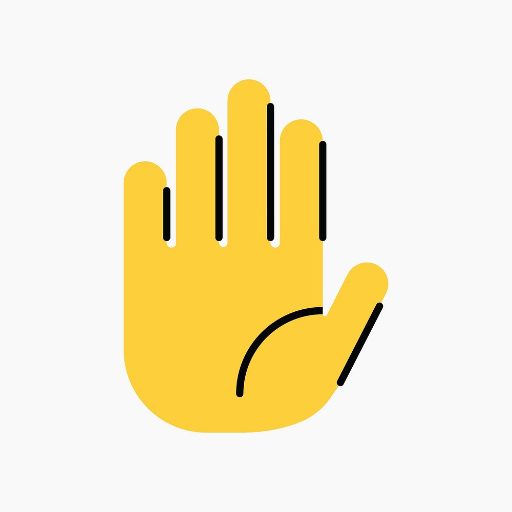 Stop hand sign icon, line art design vector