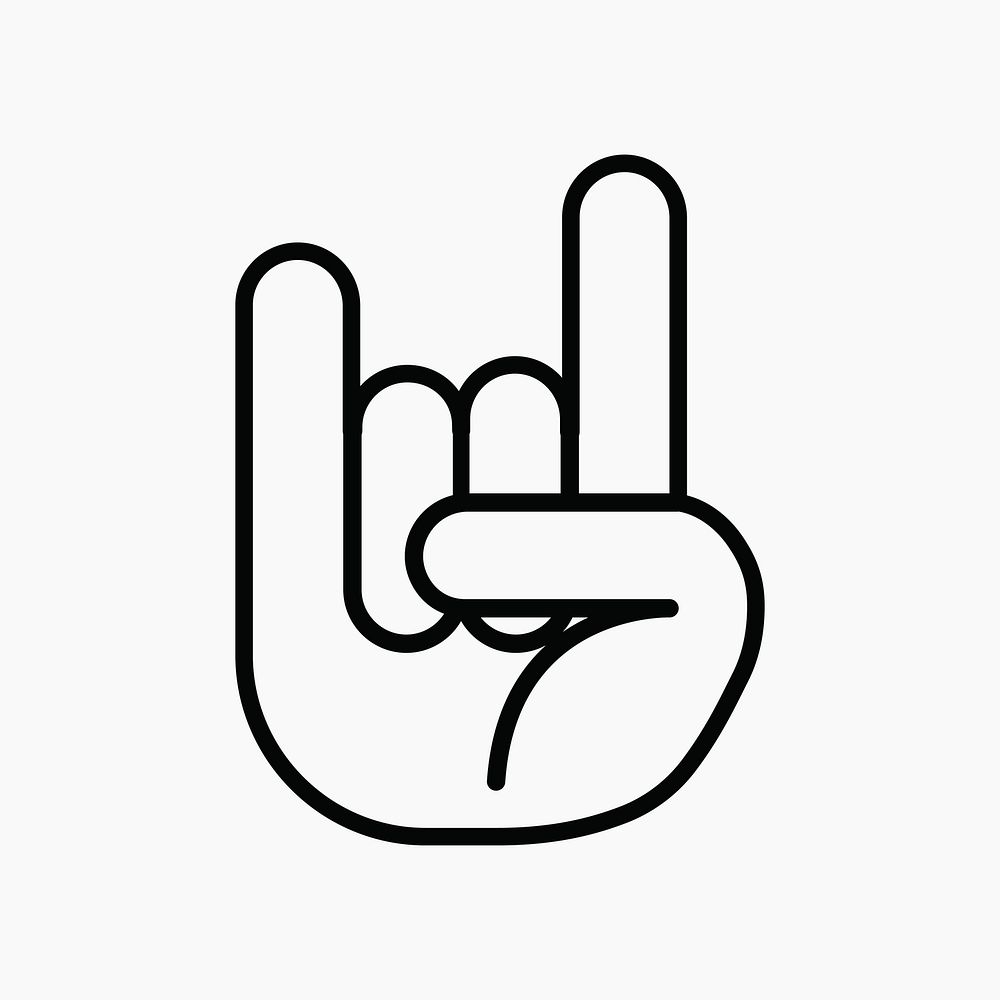 Rock n' roll hand icon, line art design vector