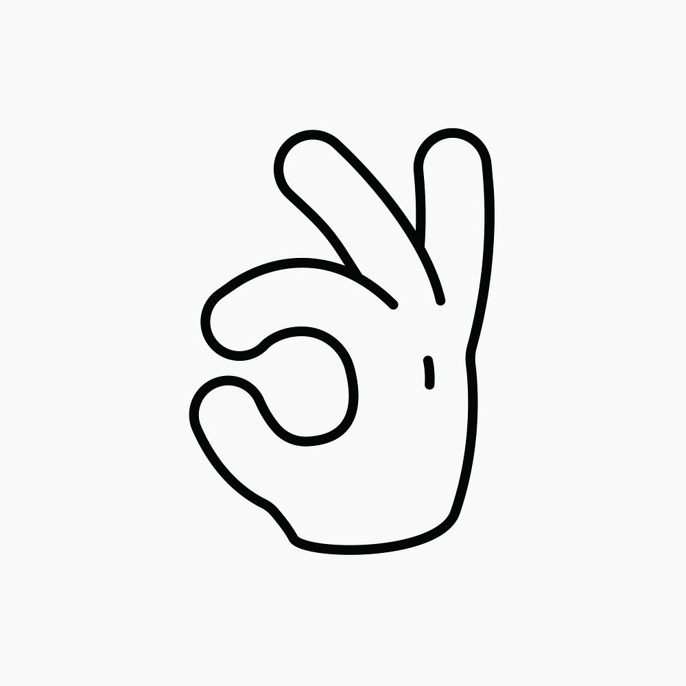 Okay hand sign icon, line art design vector