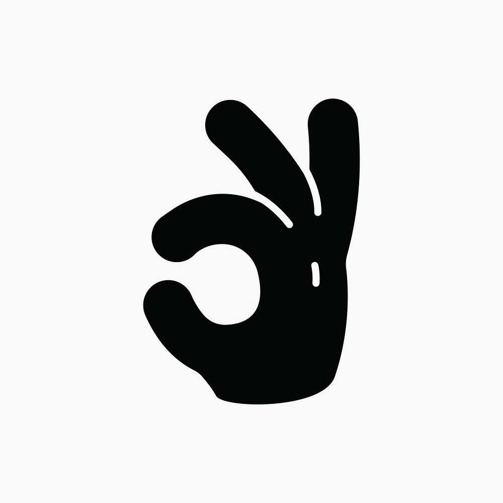 Okay hand sign icon, line art design vector