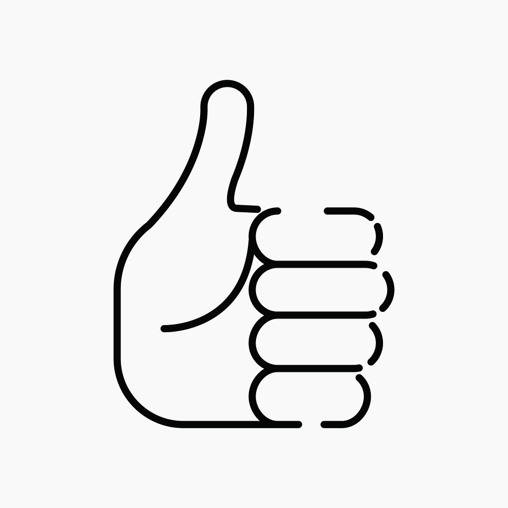 Thumbs up hand icon, line art design vector