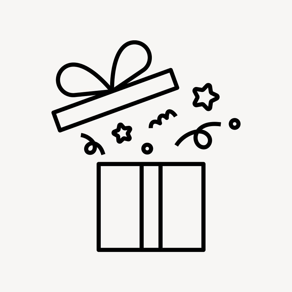 Gift box reward icon, line art design vector