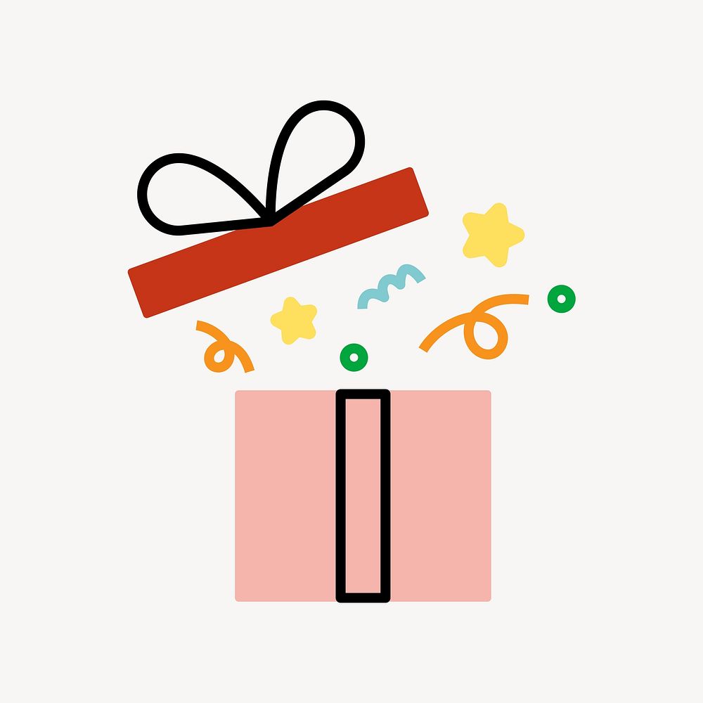 Gift box reward icon, line art design vector