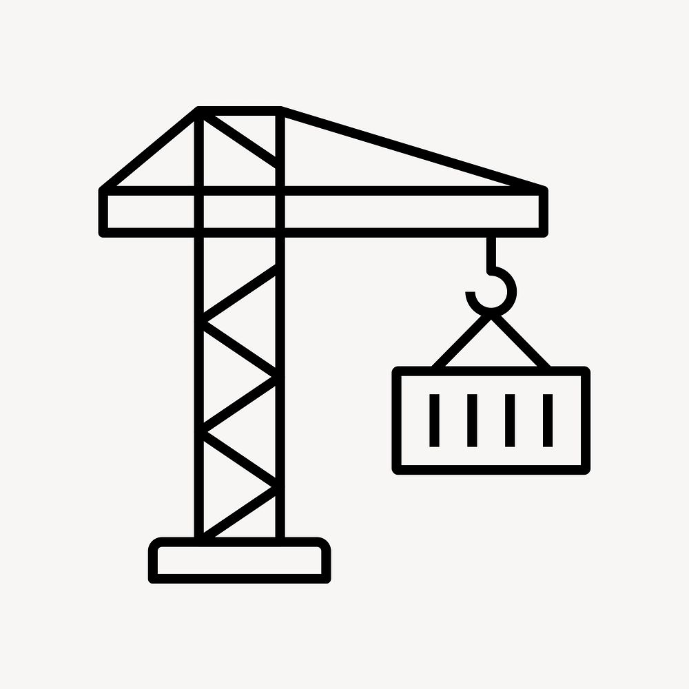 Construction crane icon, line art design vector