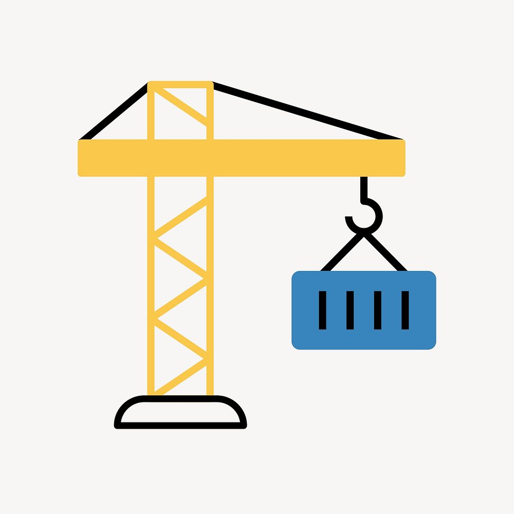 Construction crane icon, line art design vector